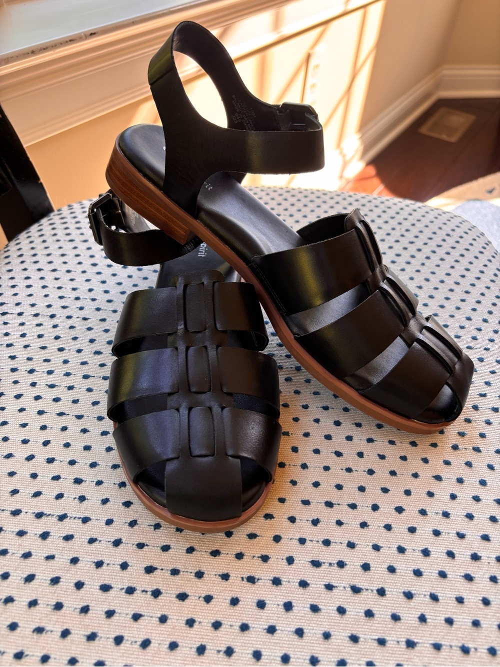 Easy Spirit Women’s Black Sandals with Brown Soles